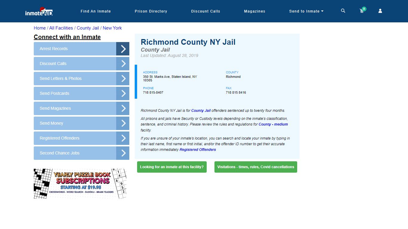 Richmond County NY Jail - Inmate Locator - Staten Island, NY
