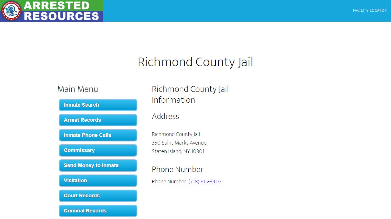 Richmond County Jail - Inmate Search - Staten Island, NY
